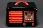 Striking Continental Radio in Black Bakelite + Red Trim